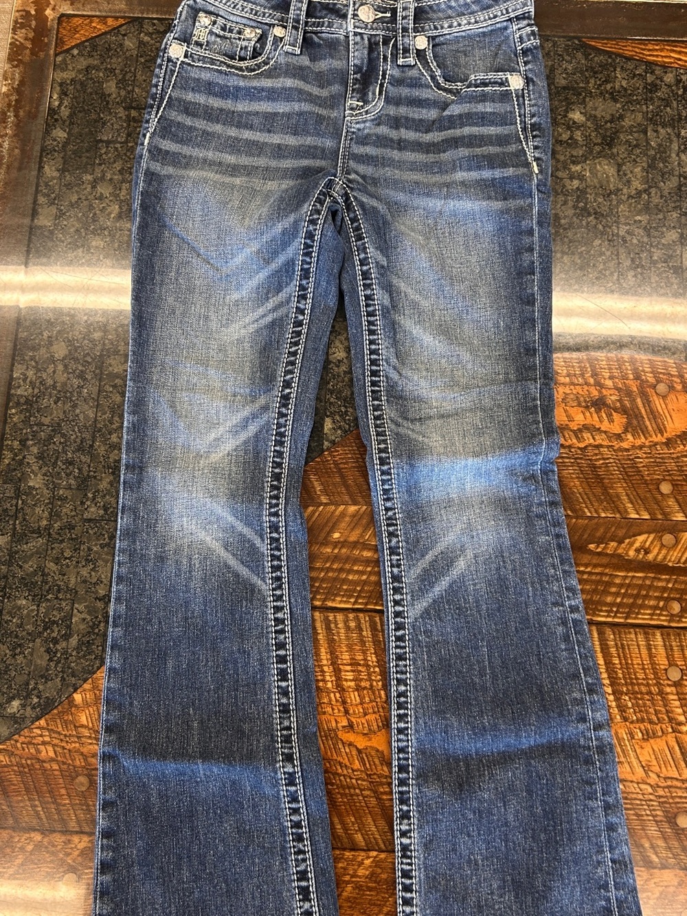 Miss Me Blue Denim Jeans with Embroidered Waistband - Picture 6 of 6